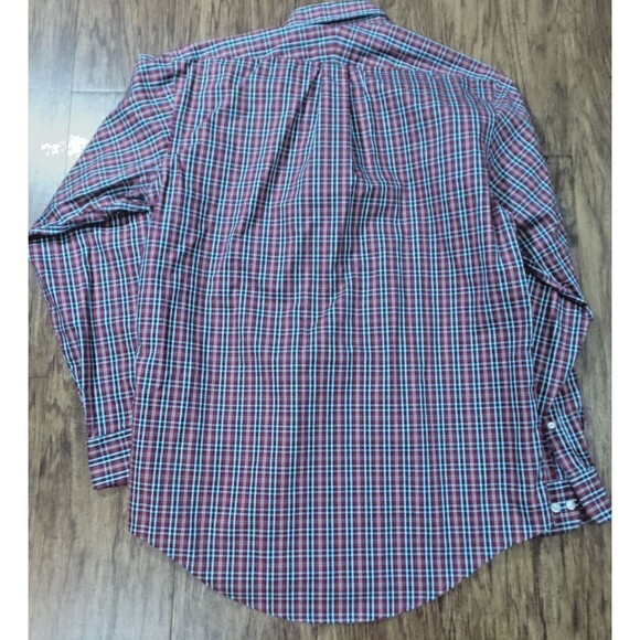 Lands End Shirt Mens Medium Blue Red Plaid Long Sleeve Button Front - Picture 12 of 12